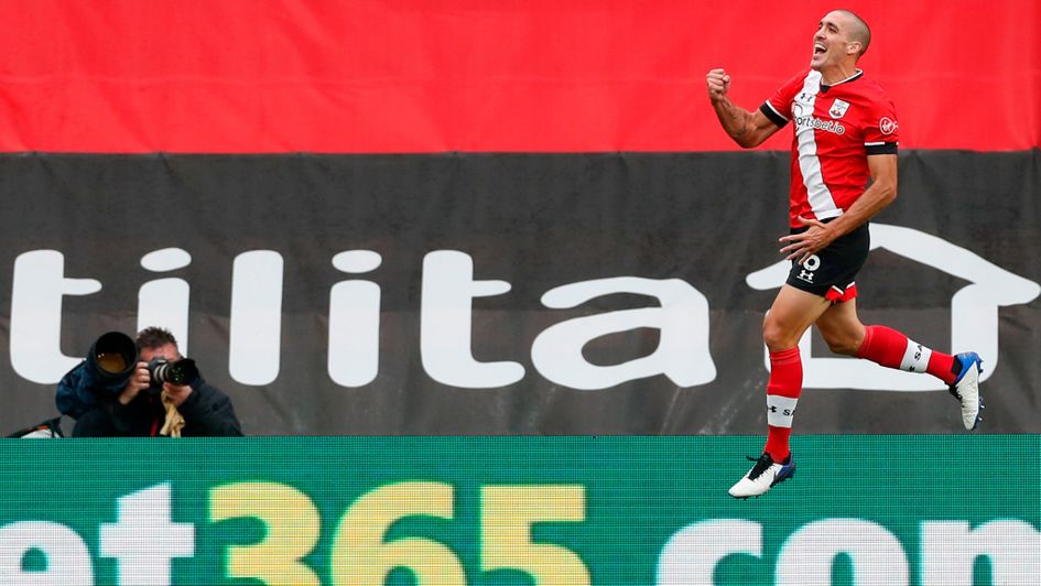 Southampton's Oriol Romeu celebrates his goal against West Brom