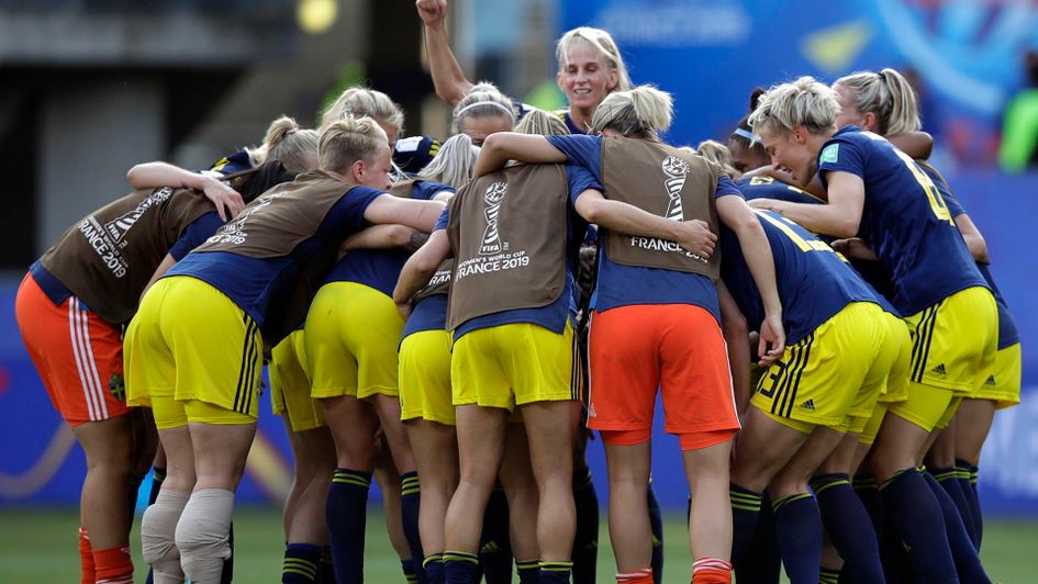 Sweden celebrate their win over Germany