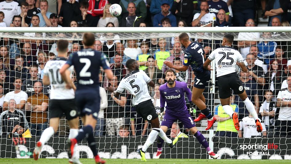 Kemar Roofe scores for Leeds against Derby