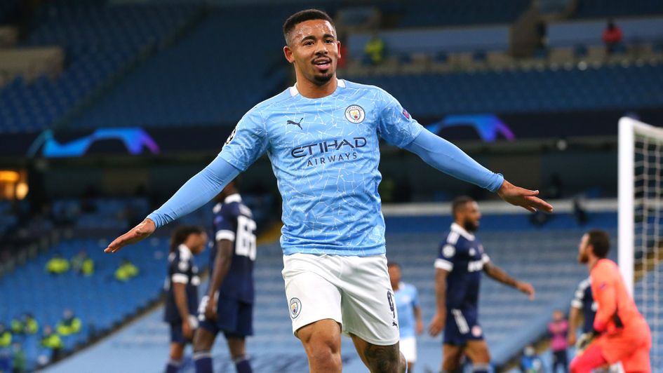 Gabriel Jesus celebrates for Manchester City