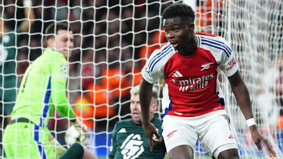 Arsenal's Bukayo Saka celebrates