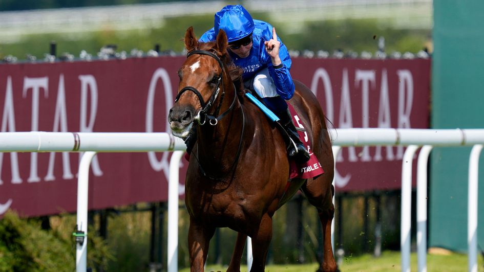 William Buick celebrates as Notable Speech wins the Sussex Stakes