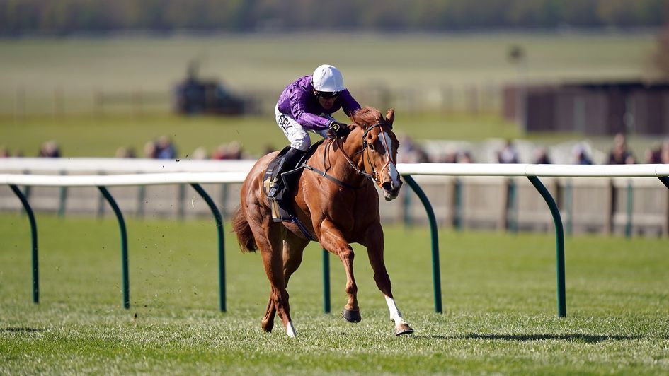 Mammas Girl on her way to victory at Newmarket