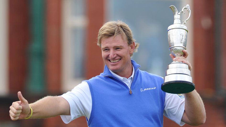 Ernie Els celebrates victory in 2012