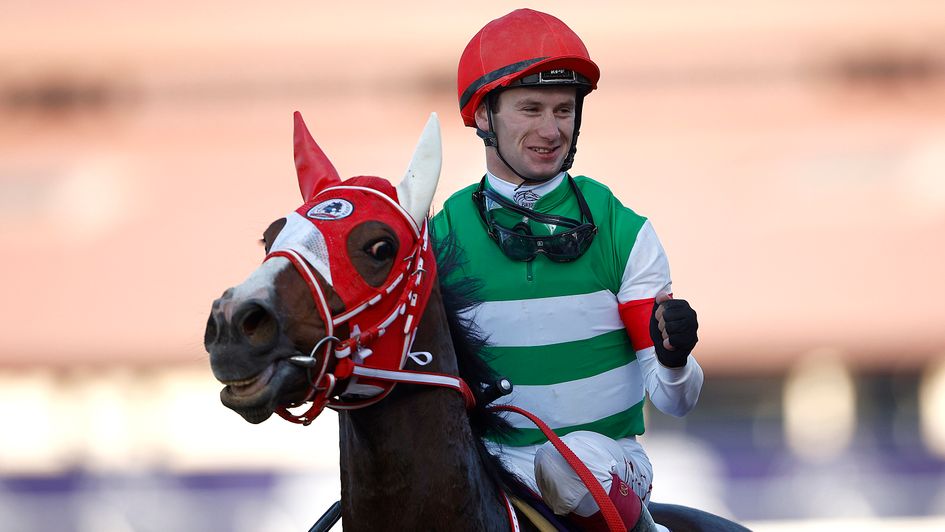 Oisin Murphy celebrates his first Breeders' Cup winner