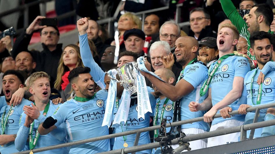 Manchester City players celebrate