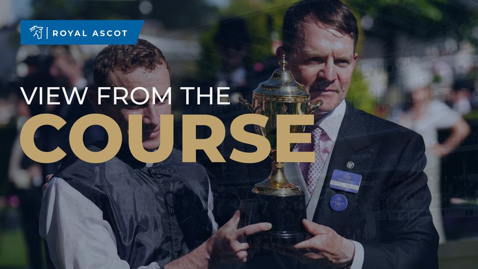 Ryan Moore and Aidan O'Brien hold the Gold Cup at Royal Ascot