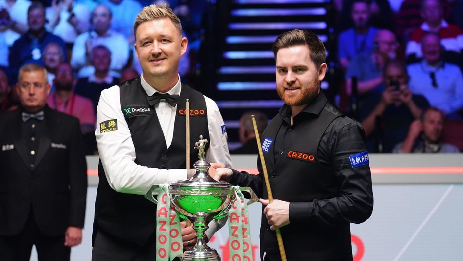 Kyren Wilson and Jak Jones before the World Championship final