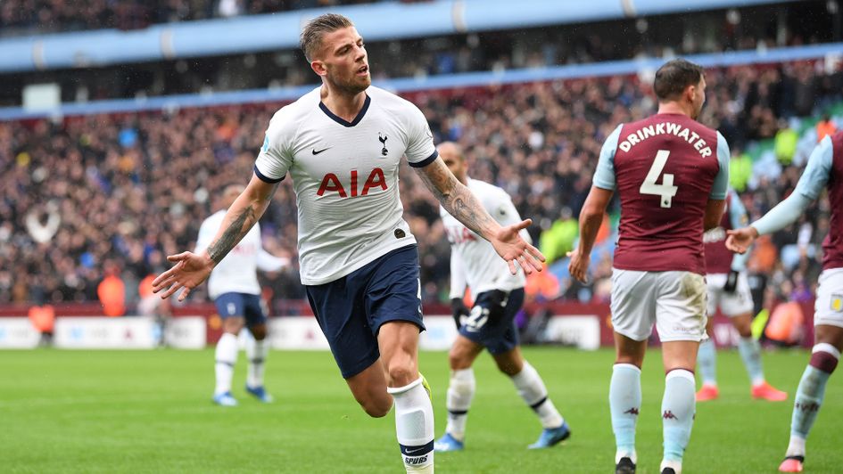 Toby Alderweireld: Spurs defender celebrates his goal at Aston Villa