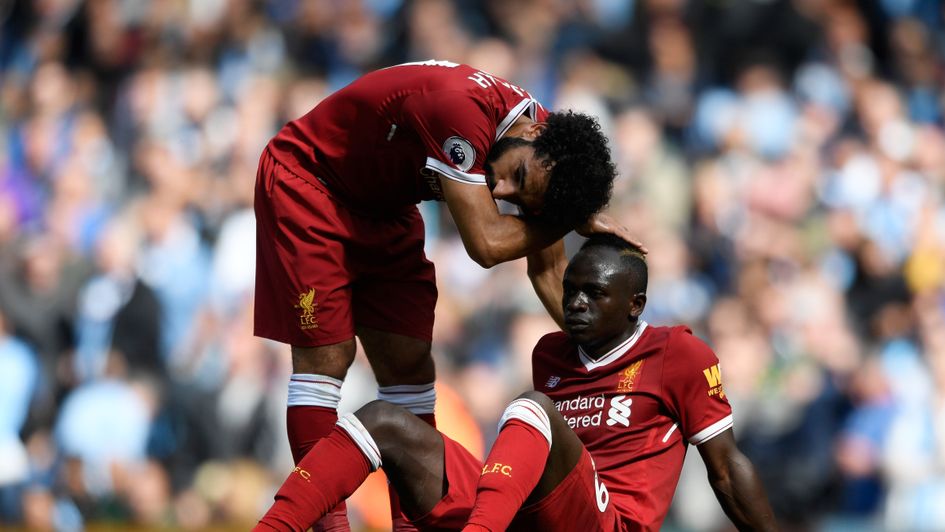 Sadio Mane (R) after being sent off