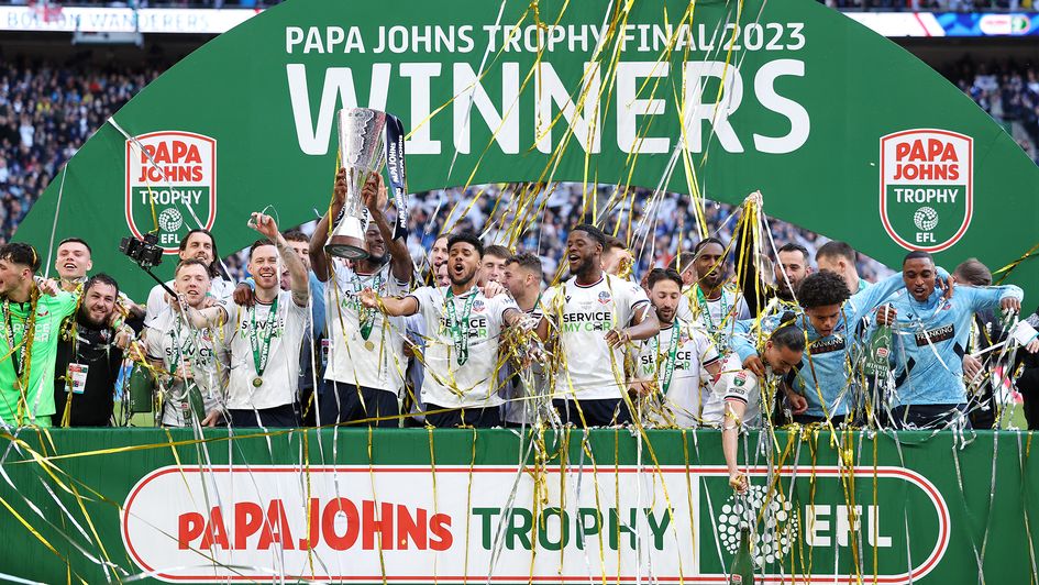 Bolton lift the 22/23 Papa Johns Trophy at Wembley