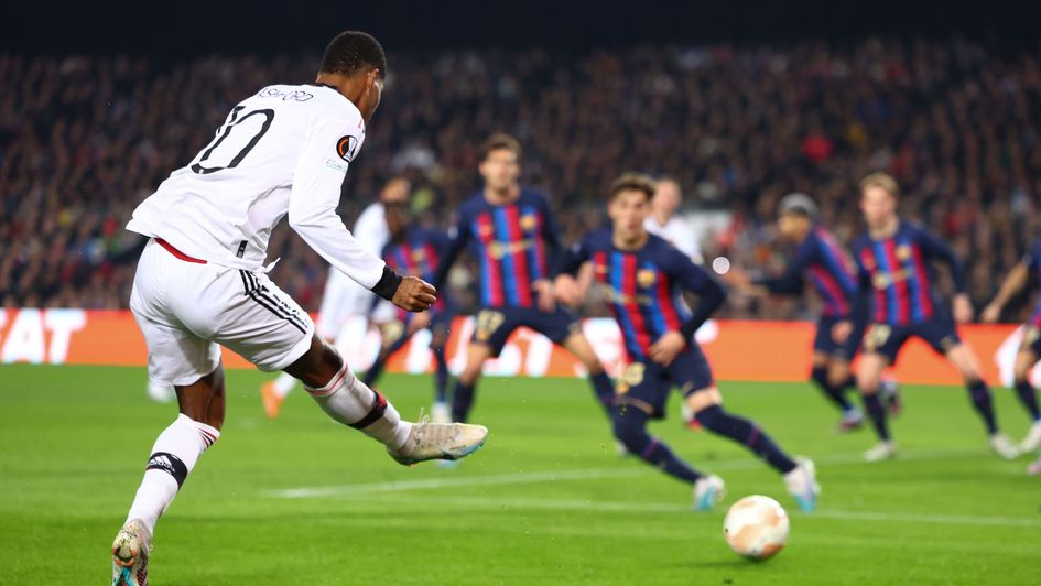 Marcus Rashford fires home against Barcelona