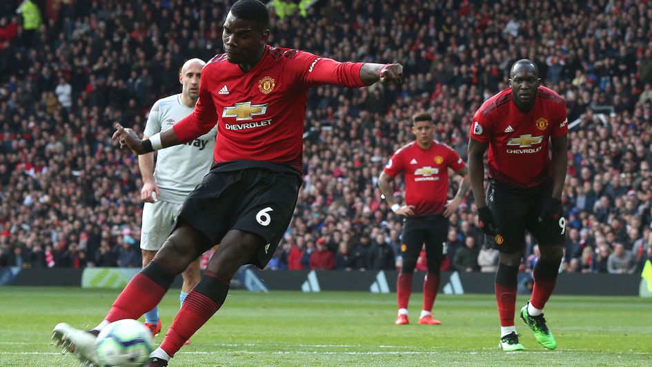 Paul Pogba strikes his penalty home against West Ham