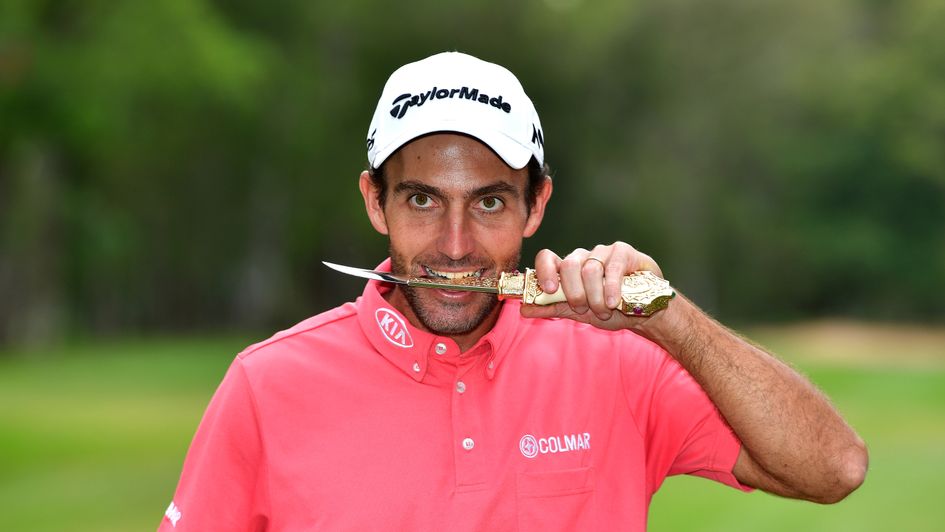 Edoardo Molinari with the dagger awarded to this week's winner