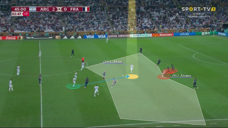 Image 3 - Expertly finding space between the lines as Alvarez pins two markers