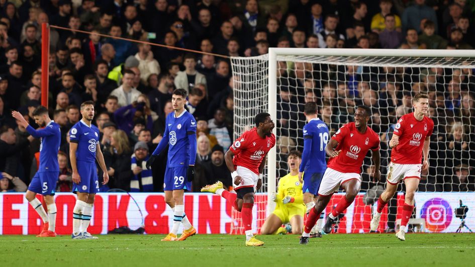 Nottingham Forest celebrate equaliser against Chelsea