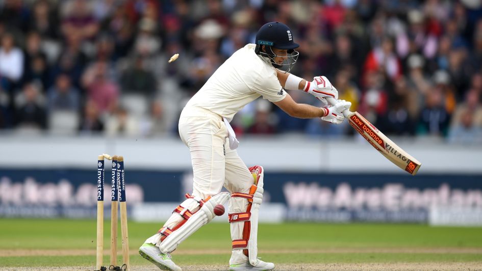 Joe Root is bowled one short of a half-century