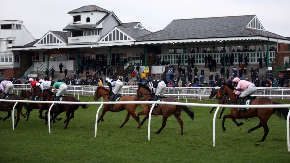 Runners race past the stands at Catterick