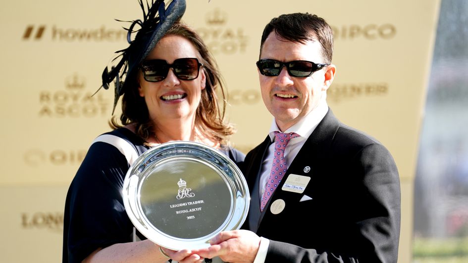 Aidan O'Brien with his wife Anne-Marie after being crowned top trainer