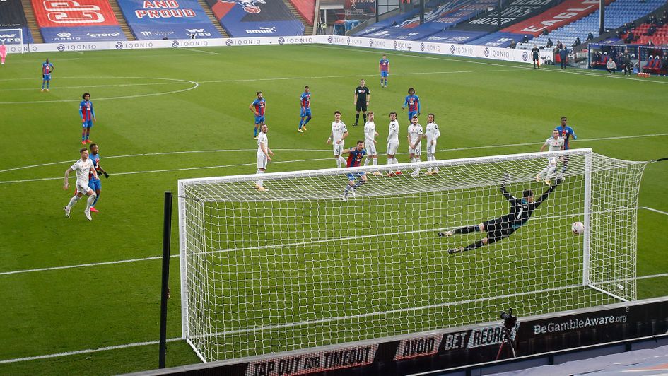 Crystal Palace's Eberechi Eze scores against Leeds United