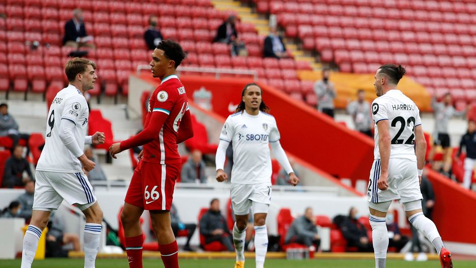 Leeds winger Jack Harrison equalises against Liverpool