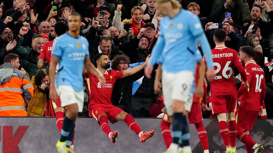 Mohamed Salah celebrates a goal