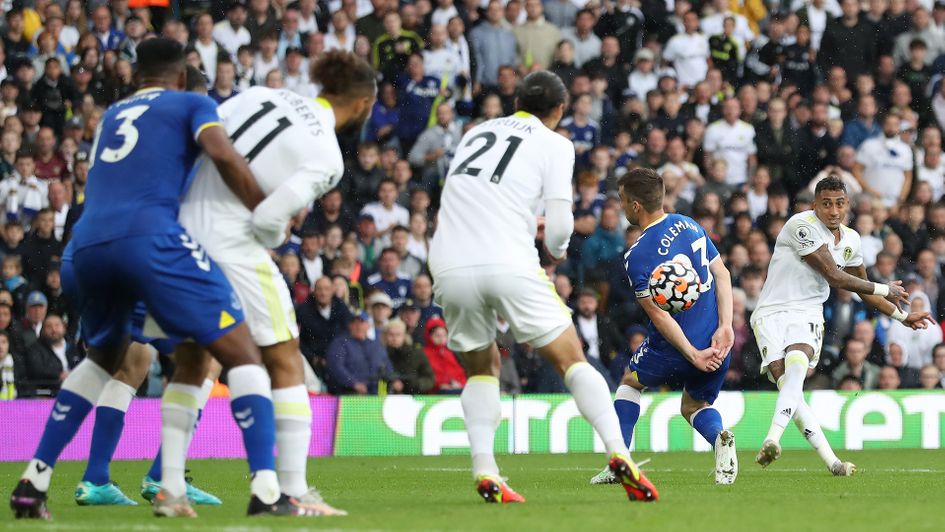 Raphinha scores against Everton