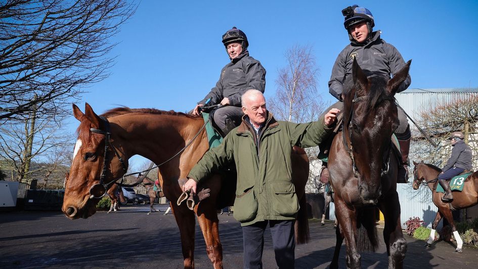 Willie Mullins with State Man and Galopin Des Champs (courtesy of the Jockey Club)