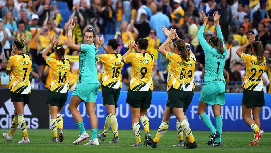 Australian Women celebrate at the Women's World Cup in France