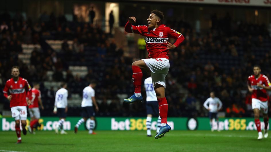 Middlesbrough's Marcus Tavernier celebrates his Carabao Cup goal against Preston