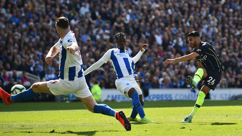 Riyad Mahrez scores against Brighton