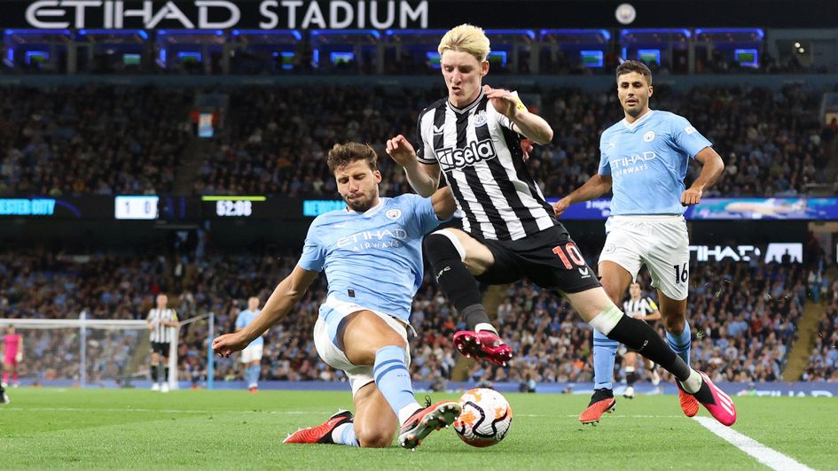 Ruben Dias in action against Newcastle