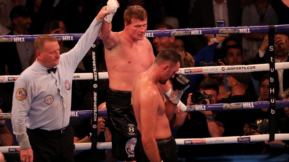 Alexander Povetkin: Russian boxer celebrates his victory over Hughie Fury at The O2 Arena