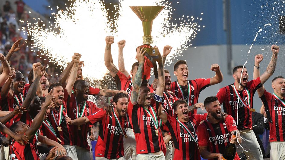 AC Milan celebrate winning Serie A