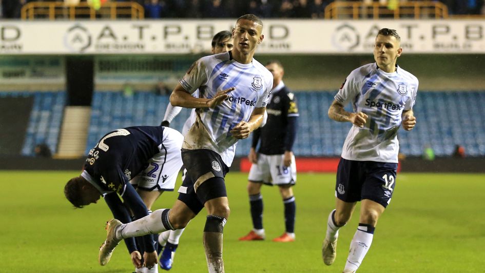 Richarlison: The Brazilian forward celebrates his goal for Everton at Millwall in the FA Cup