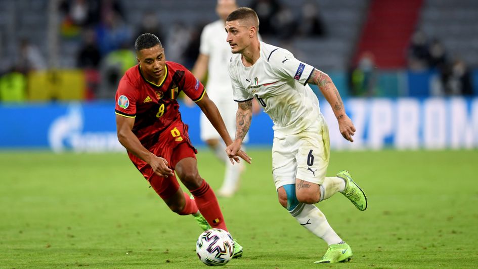 Italy's Marco Verratti and Belgium's Youri Tielemans