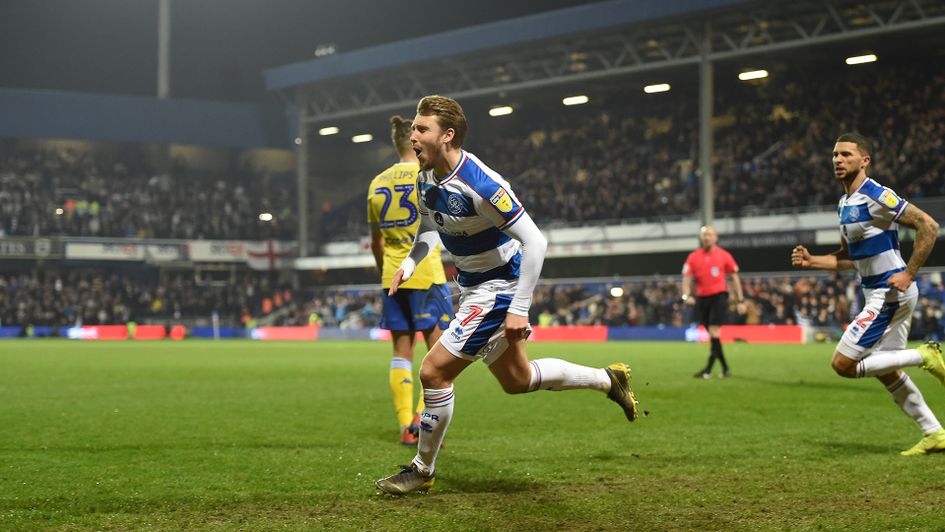 Luke Freeman celebrates his goal against Leeds