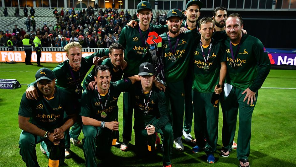 Nottinghamshire Outlaws celebrate their success