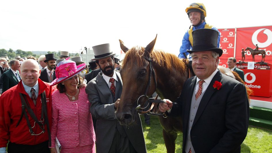 Sir Michael Stoute with Kieran Fallon and Kris Kin