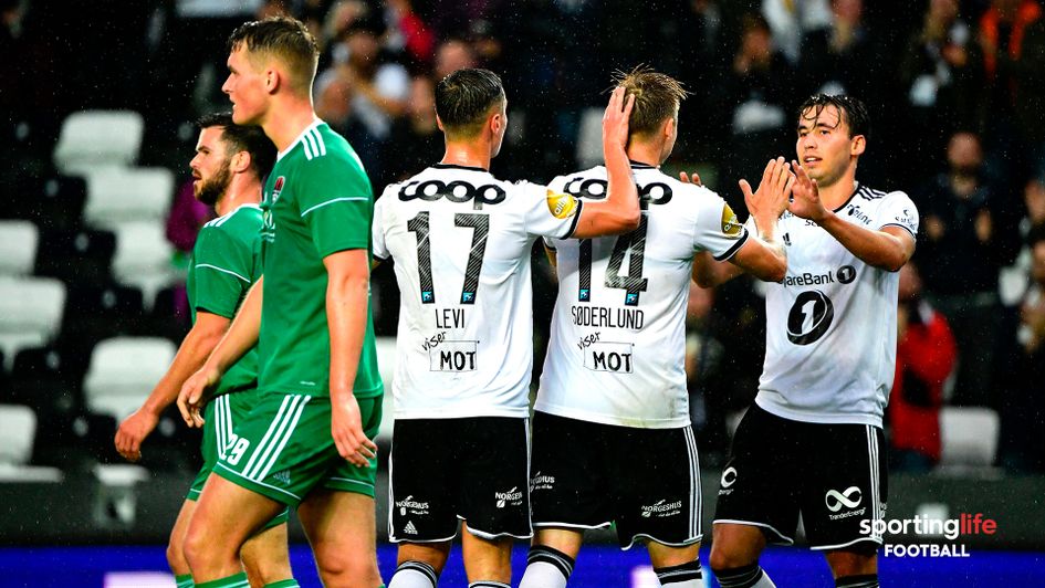 Rosenborg celebrate after scoring against Cork