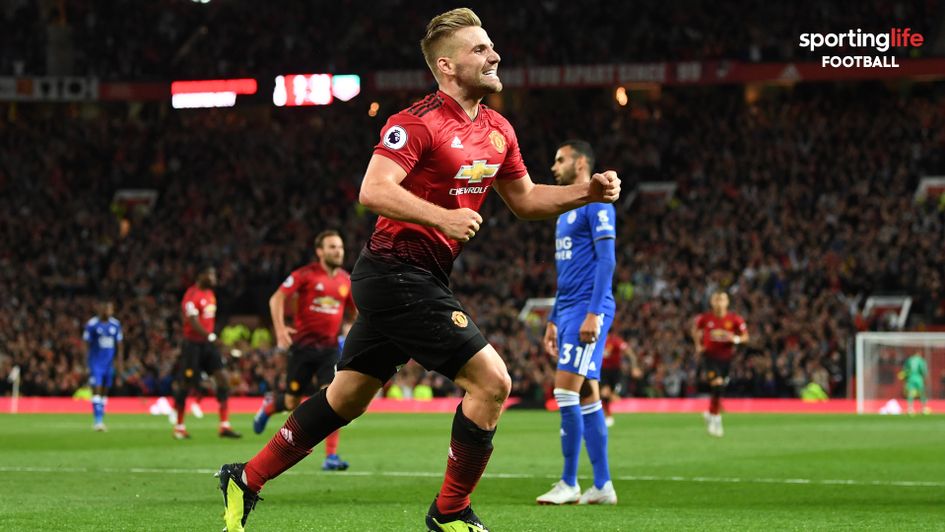 Luke Shaw: The Manchester United full-back celebrates his first goal in professional football