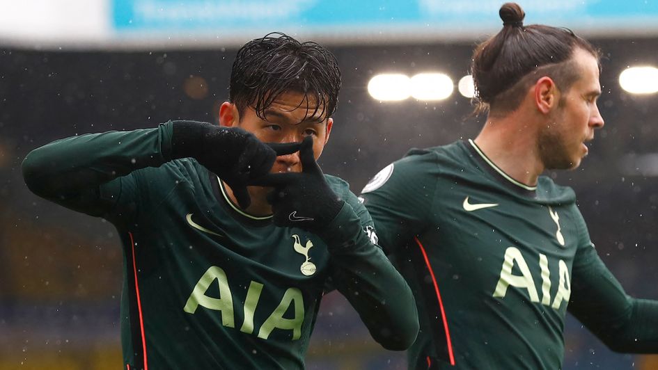 Son Heung-min celebrates his goal against Leeds