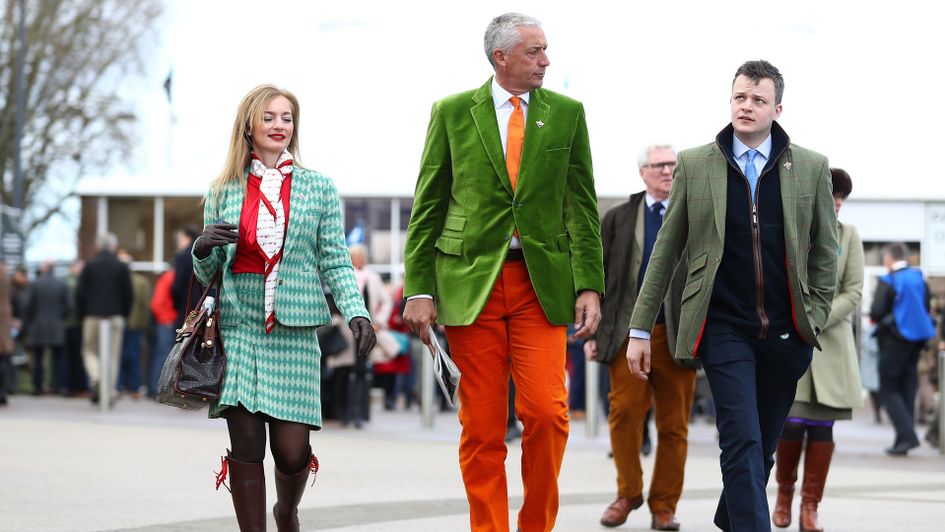 Racegoers arrive ahead of St Patrick's Thursday at Cheltenham Racecourse