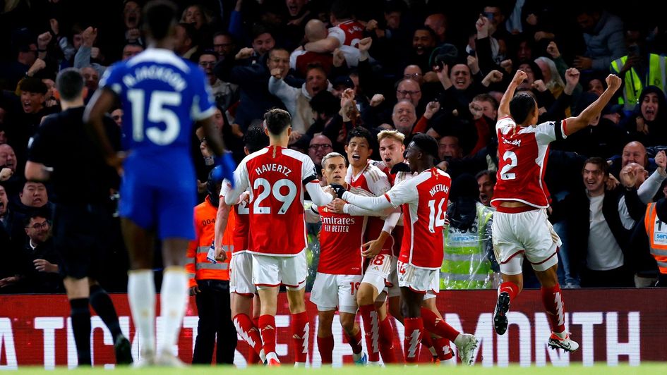 Arsenal celebrate their equaliser