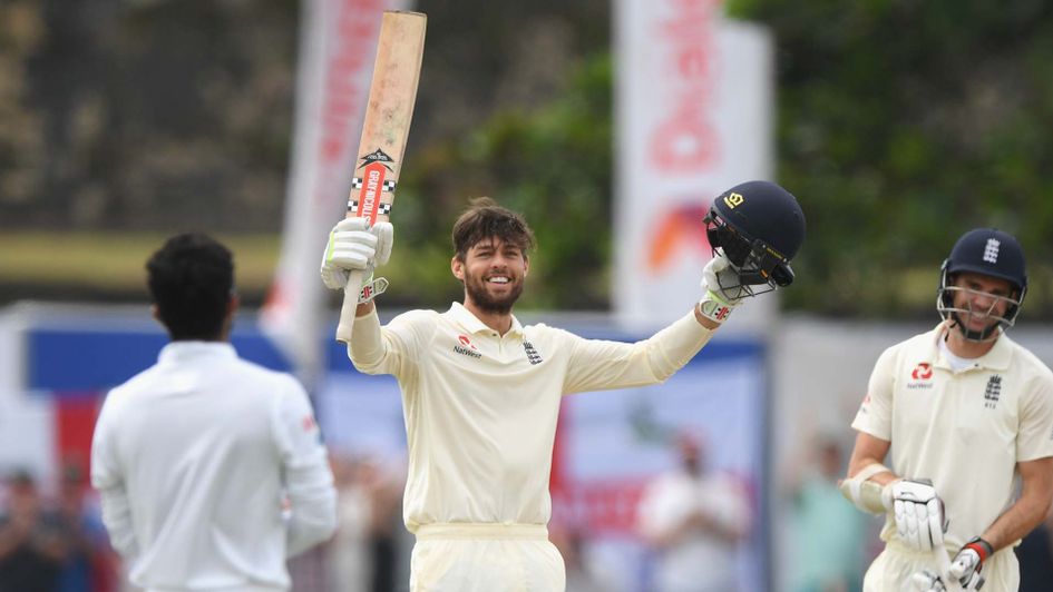 Ben Foakes celebrates his century for England in Sri Lanka