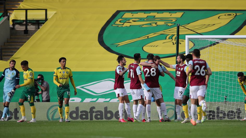 Burnley celebrate Chris Wood's goal