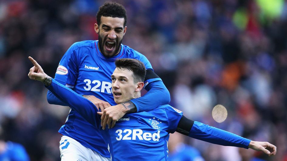 Ryan Jack celebrates scoring for Rangers