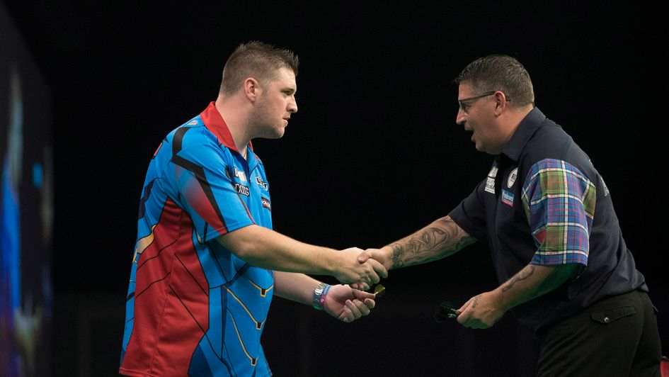 Daryl Gurney and Gary Anderson exchanged angry words after the match (Picture: Lawrence Lustig/PDC)