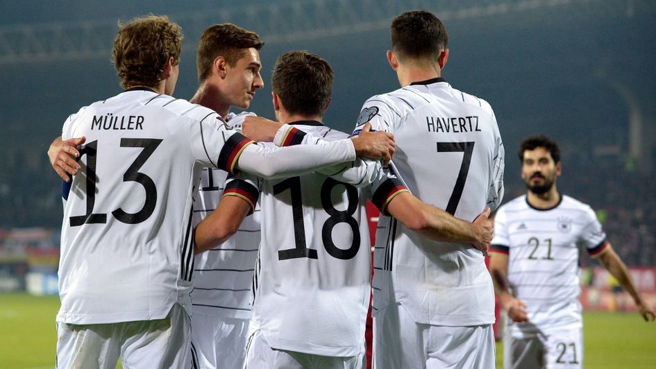 Germany celebrate a goal against Armenia