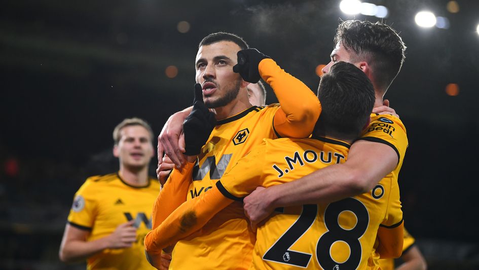 Romain Saiss celebrates Wolves' opener